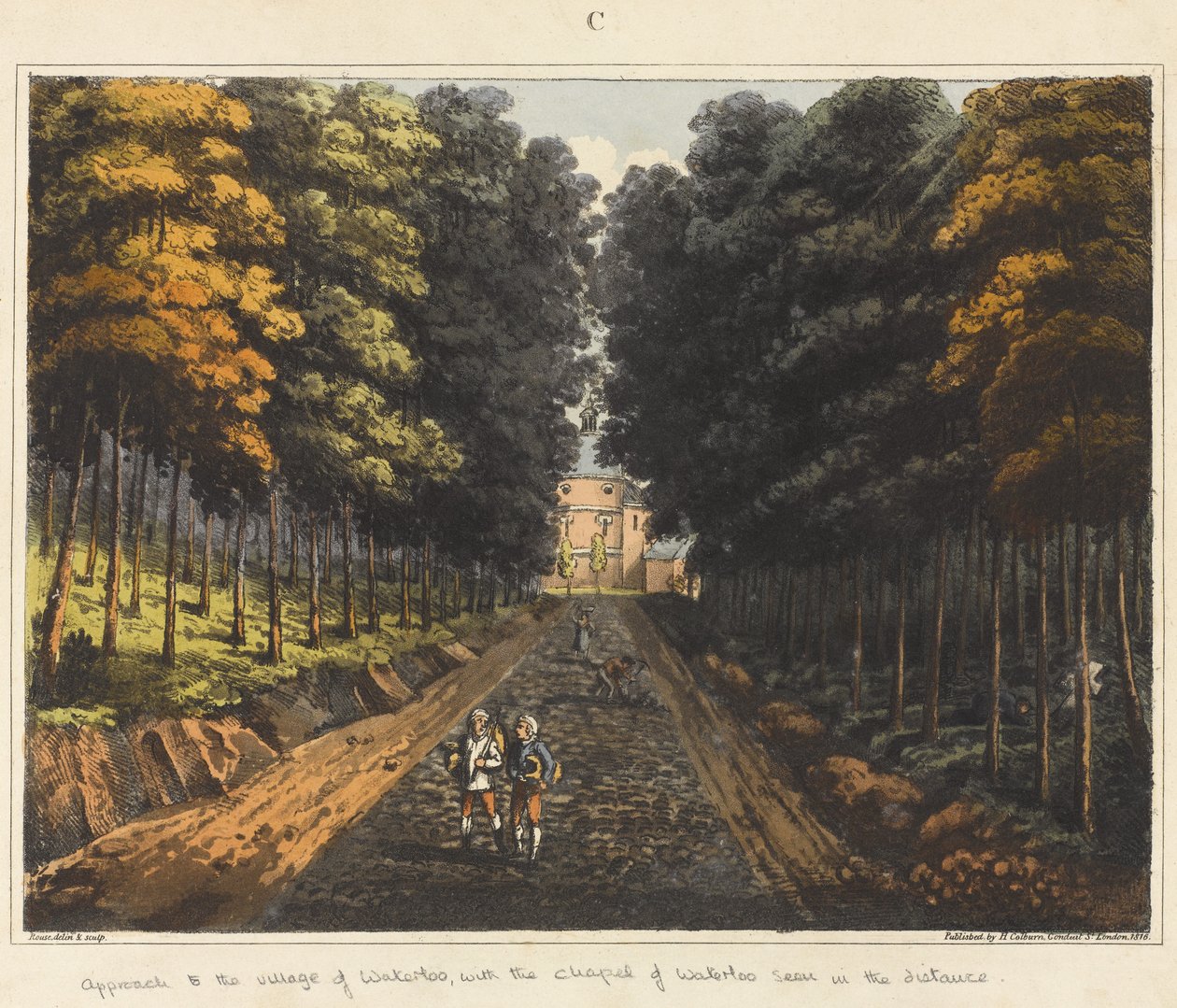 Approccio al Villaggio di Waterloo, con la Cappella di Waterloo Vista in Lontananza, da 