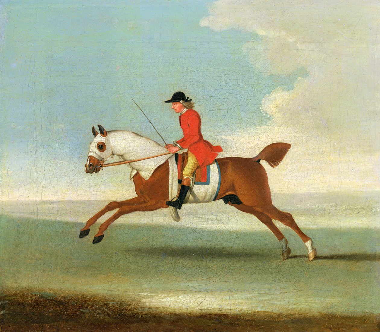 Cavallo da corsa al galoppo e fantino in rosso da James Seymour