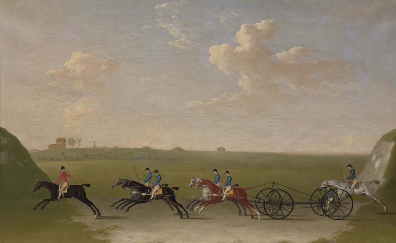 La corsa delle carrozze a Newmarket Heath il mercoledì 29 agosto 1750 da James Seymour