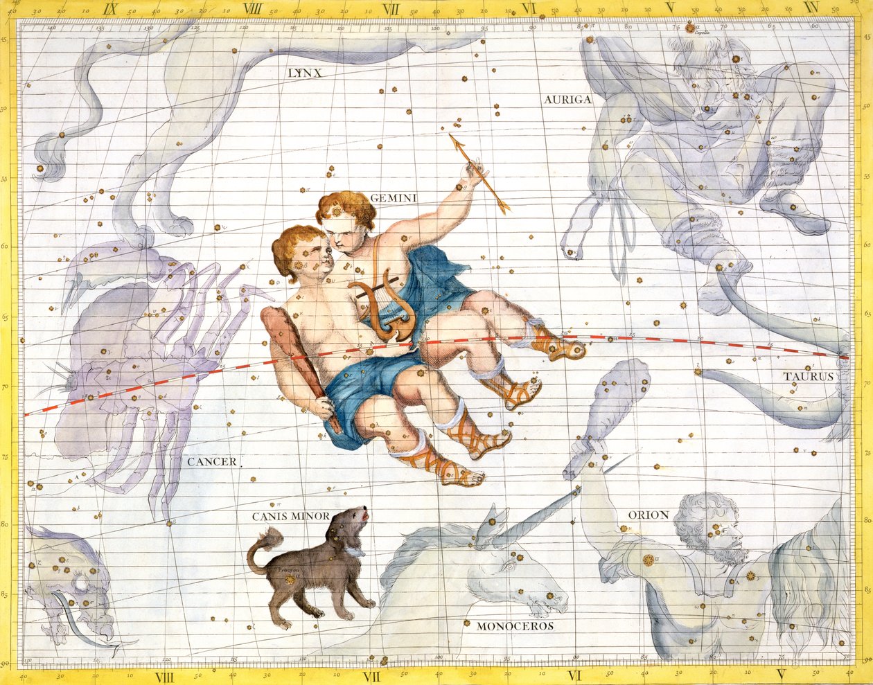 Costellazione dei Gemelli con Canis Minor, tavola 13 da 