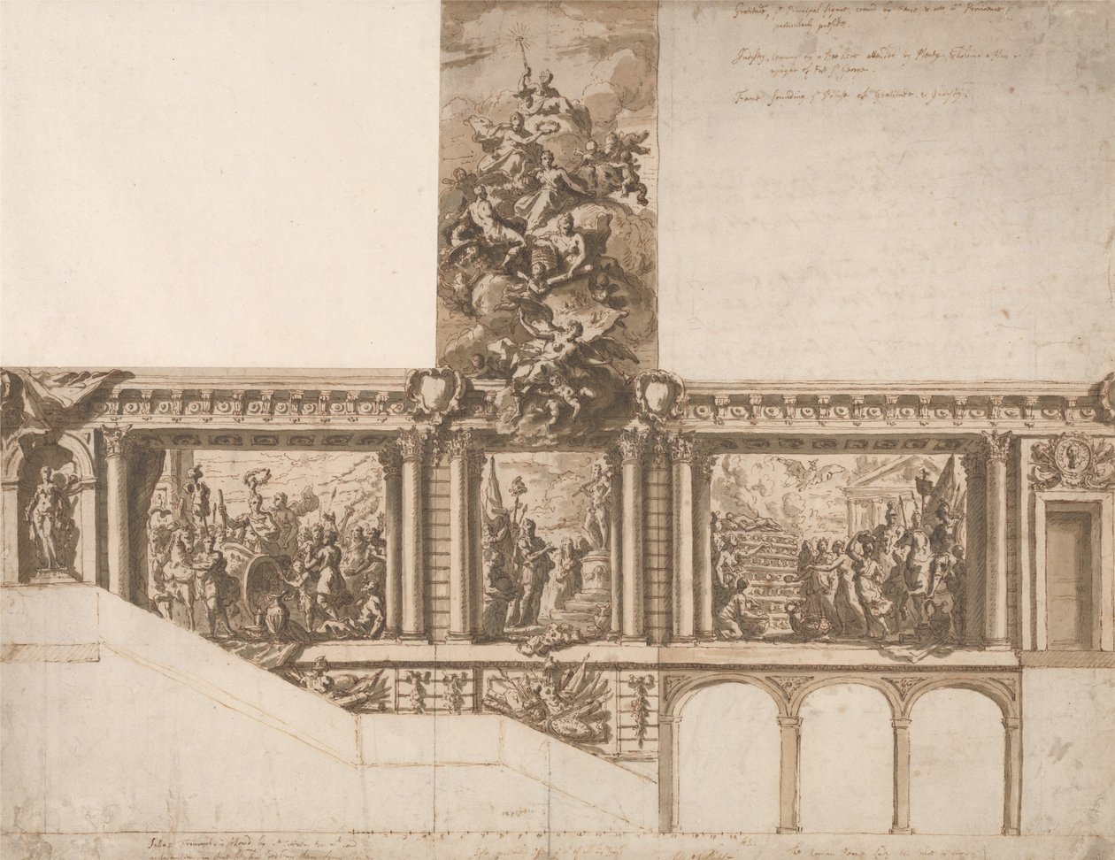 Progetto per soffitto, pareti e scala da James Thornhill