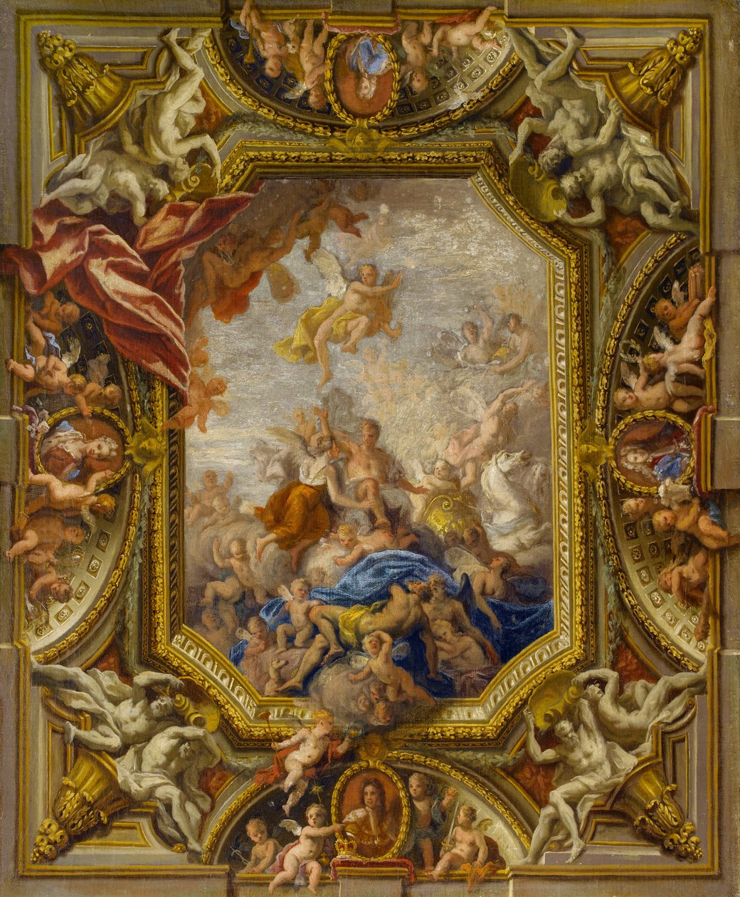 Schizzo per il soffitto della Camera da letto di Stato della Regina a Hampton Court Palace, 1715 da James Thornhill