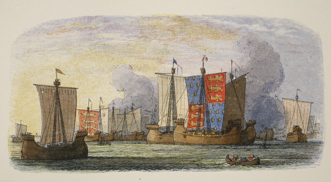 Battaglia di Sluys, 1340, da A Chronicle of England BC 55 to AD 1485, pub. Londra, 1863 da James William Edmund Doyle