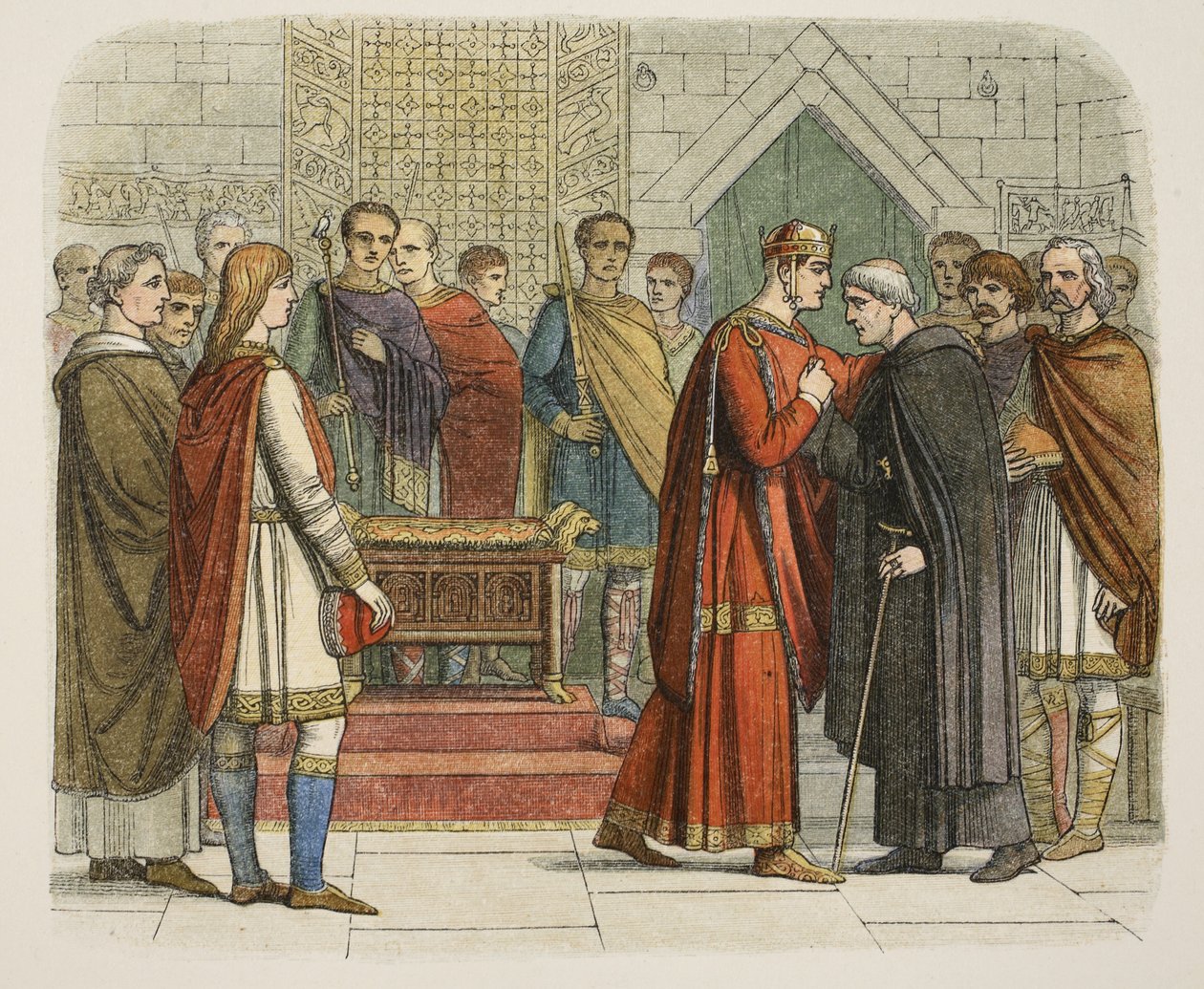 Re Guglielmo I rende omaggio ai capi inglesi nel 1067, da Una cronaca d