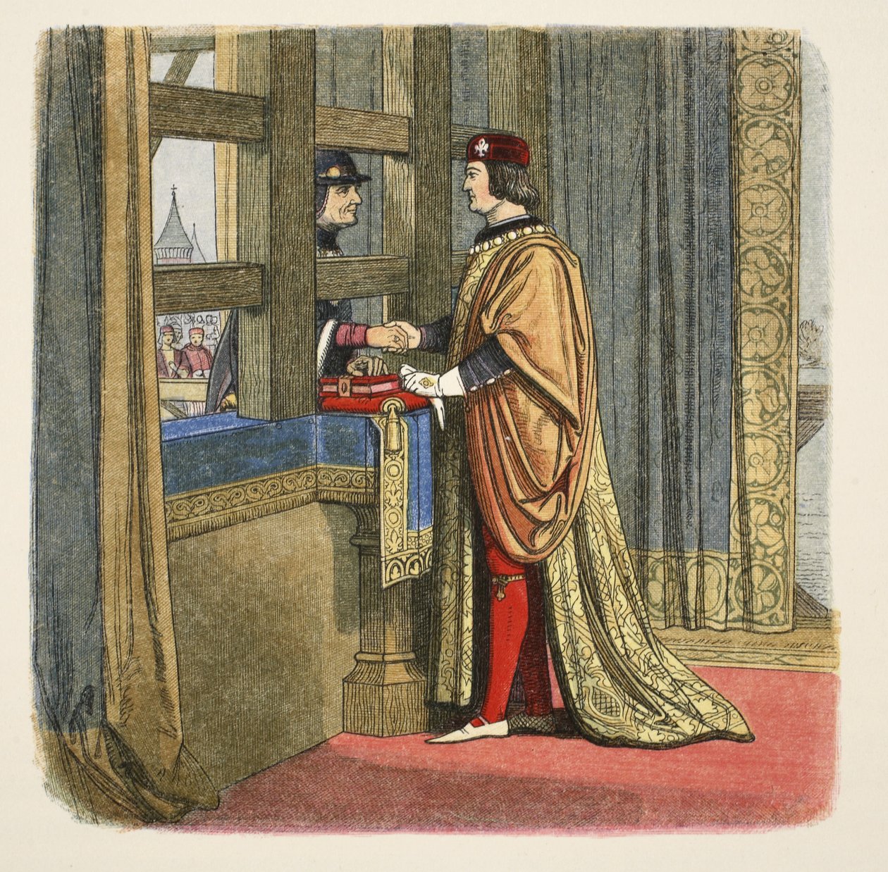 Incontro tra Edoardo IV e Luigi XI di Francia a Pecquigny, 29 agosto 1475, da Una cronaca d