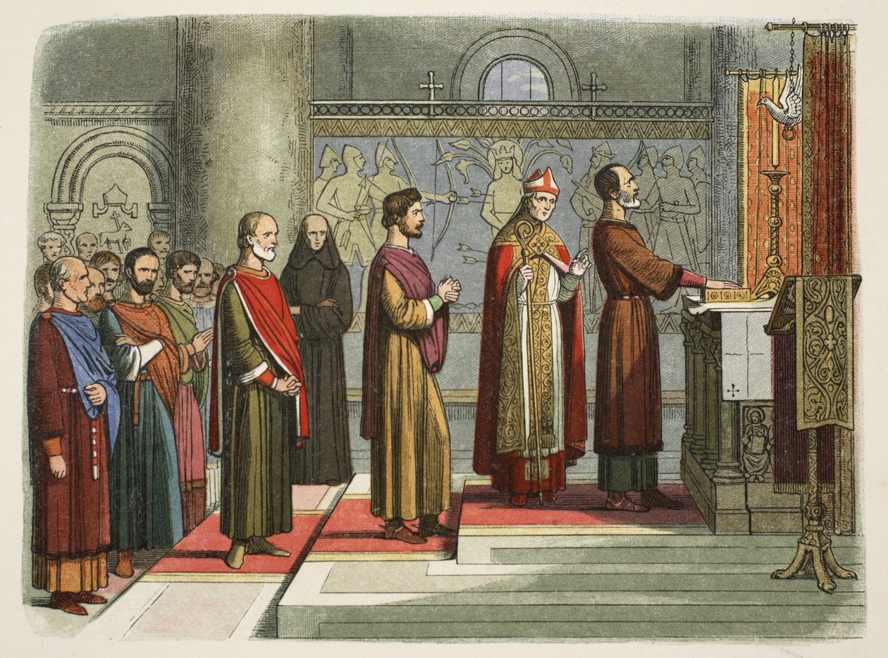 I baroni giurano di ottenere le loro libertà, 1214, da A Chronicle of England BC 55 to AD 1485, pub. Londra, 1863 da James William Edmund Doyle
