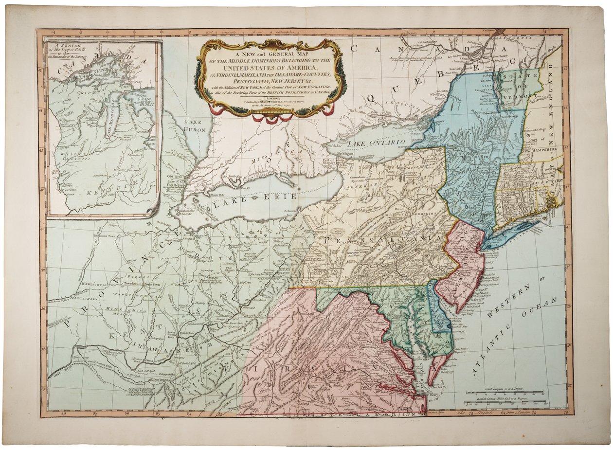 Una nuova e generale mappa del dominio centrale appartenente agli Stati Uniti, 14 maggio 1794 da James and Laurie, Robert Whittle