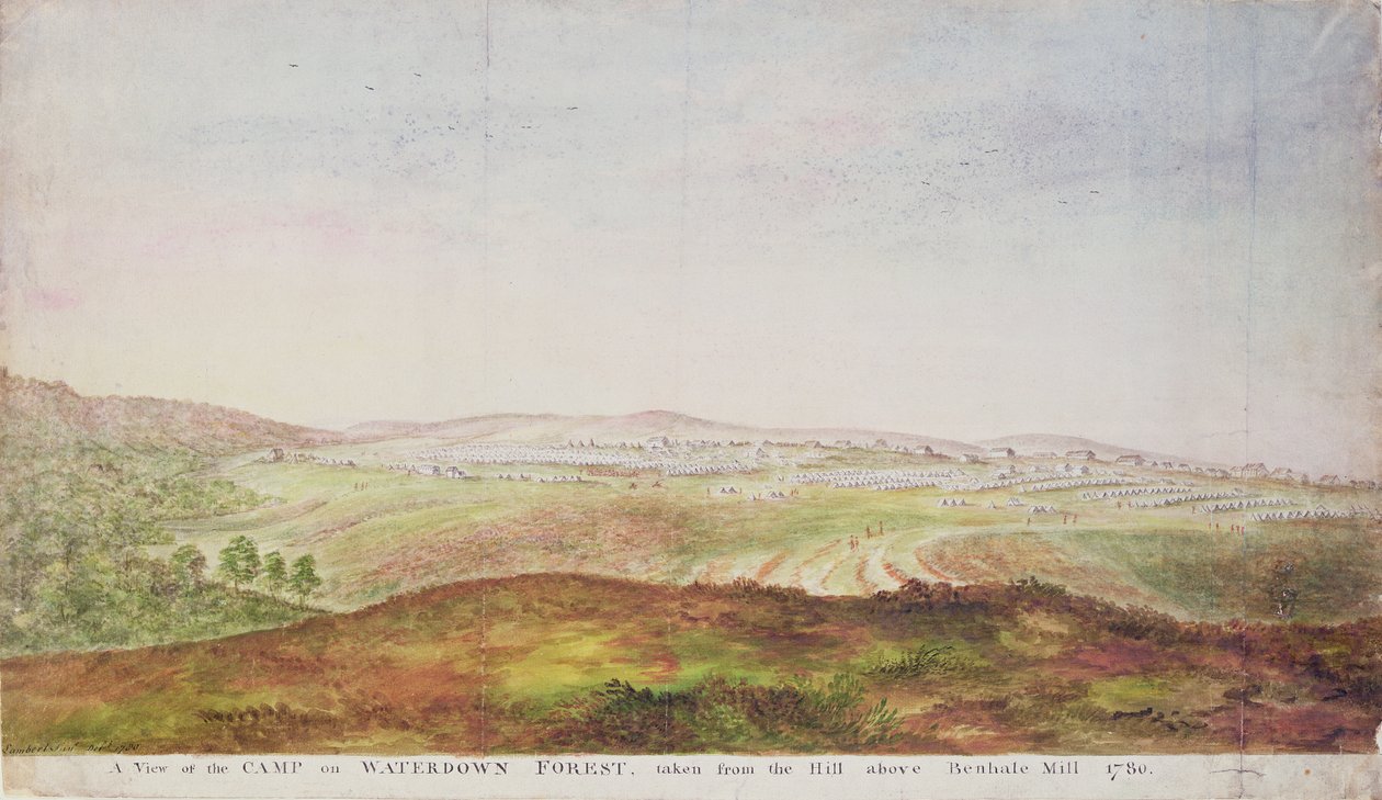 Veduta del campo nella foresta di Waterdown, 1780 da James the Younger Lambert