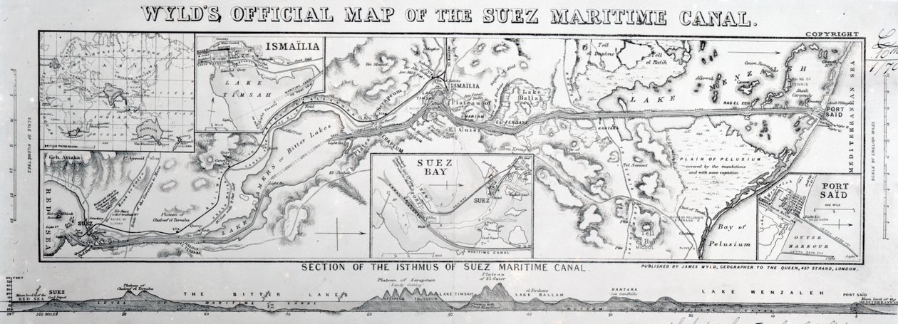 Mappa ufficiale del Canale di Suez di Wyld, 1869 da James the Younger Wyld