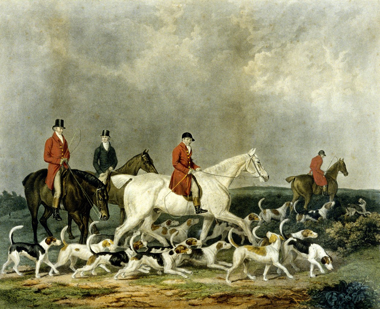 I cani da caccia del conte di Derby, inciso da R. Woodman da James (after) Barenger