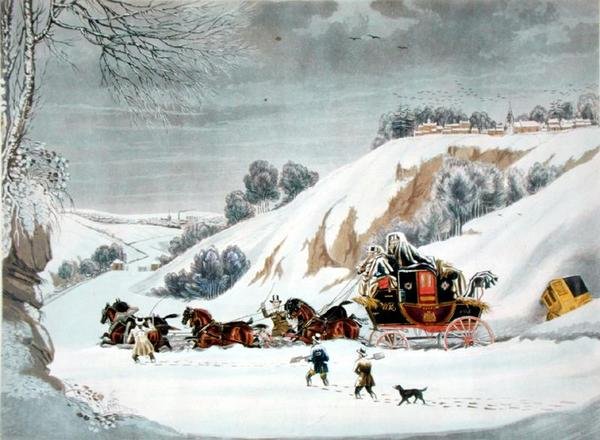Una posta nella neve profonda, inciso da George Hunt da James (after) Pollard