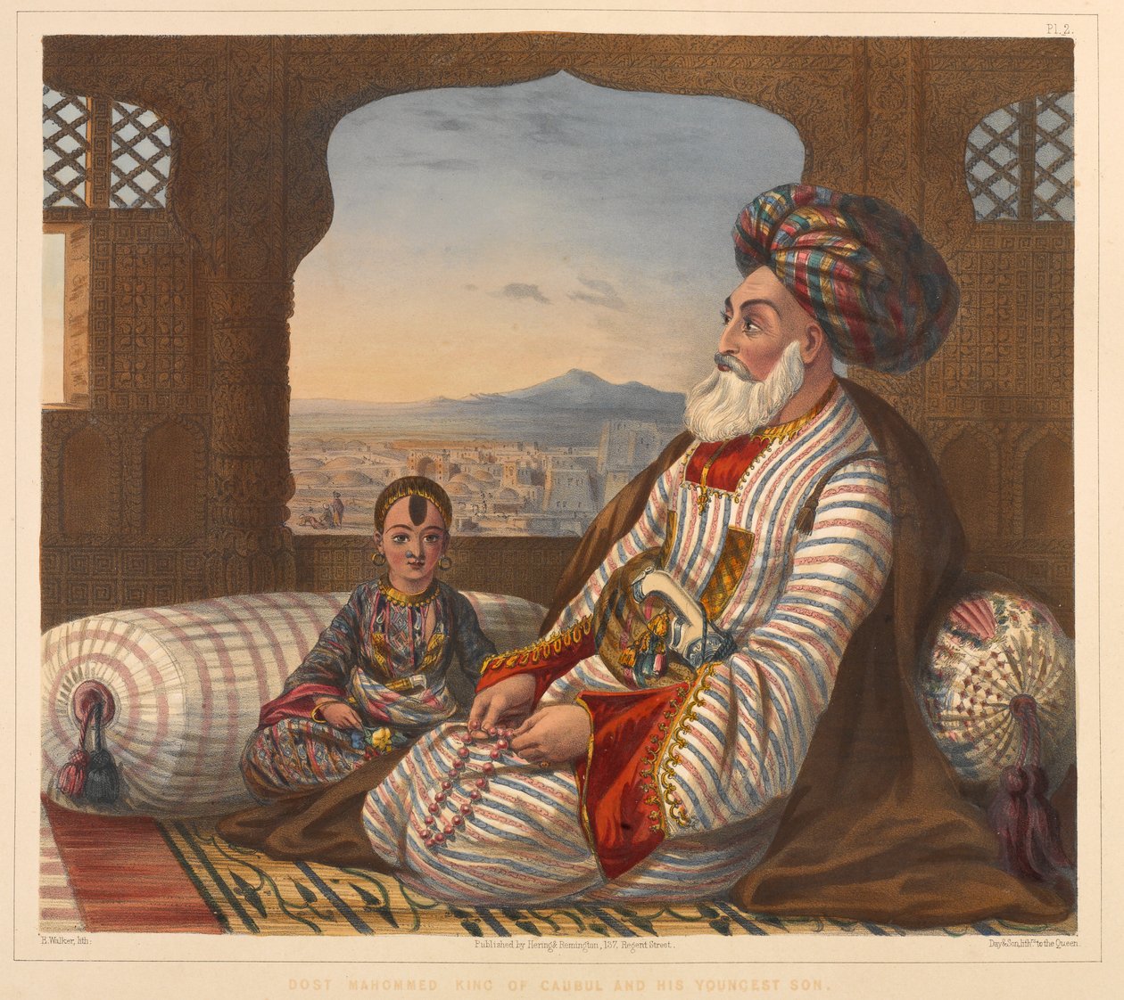Dost Mahommed Re di Kabul e il suo figlio più giovane da James (after) Rattray