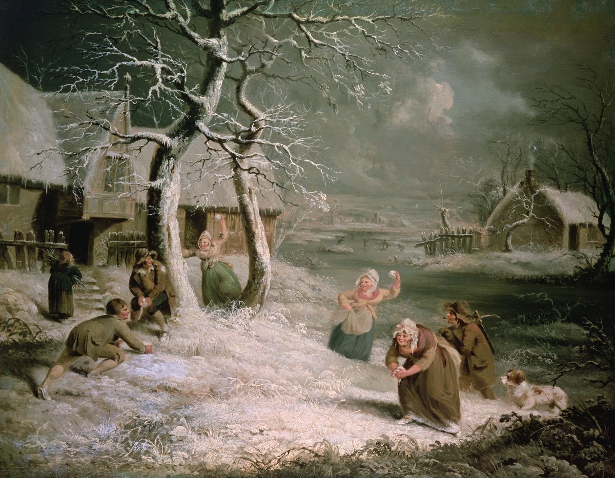 Contadini che giocano a palle di neve, c.1790 da James (attr. to) Ward