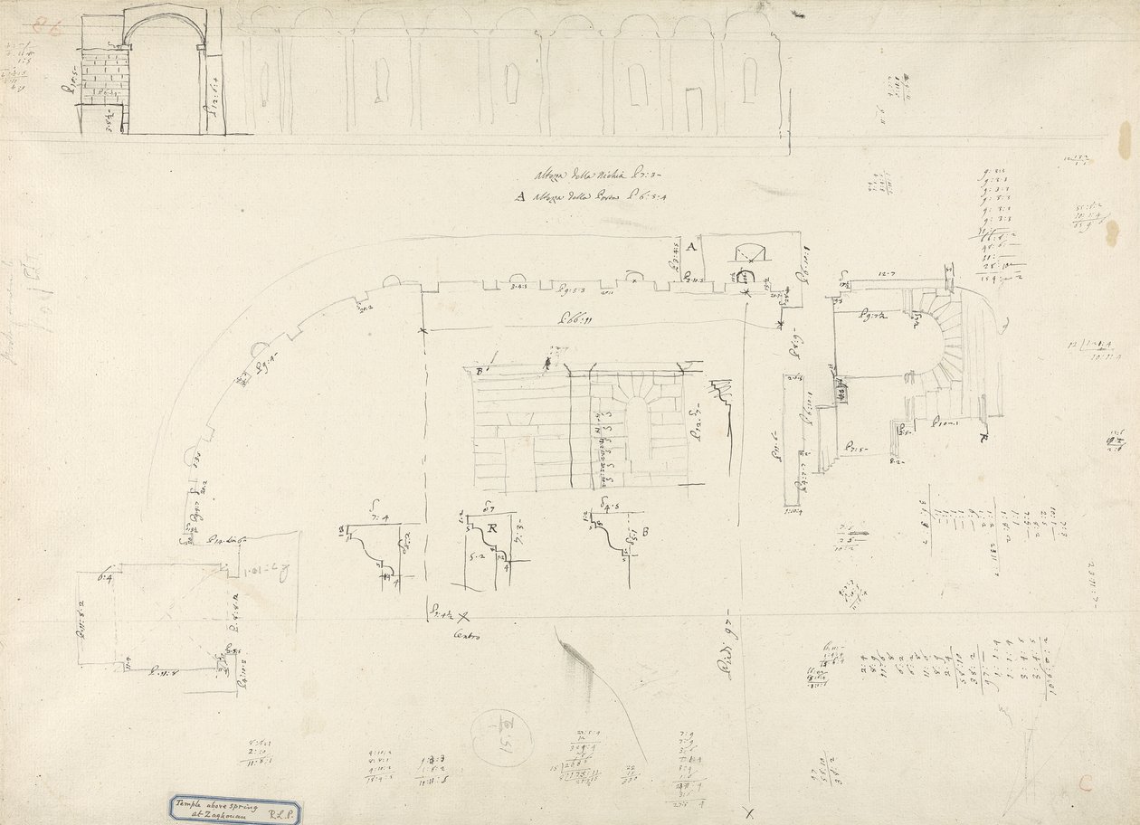 Dettagli del tempio sopra la sorgente a Zaghouan da James 1730 94 Bruce