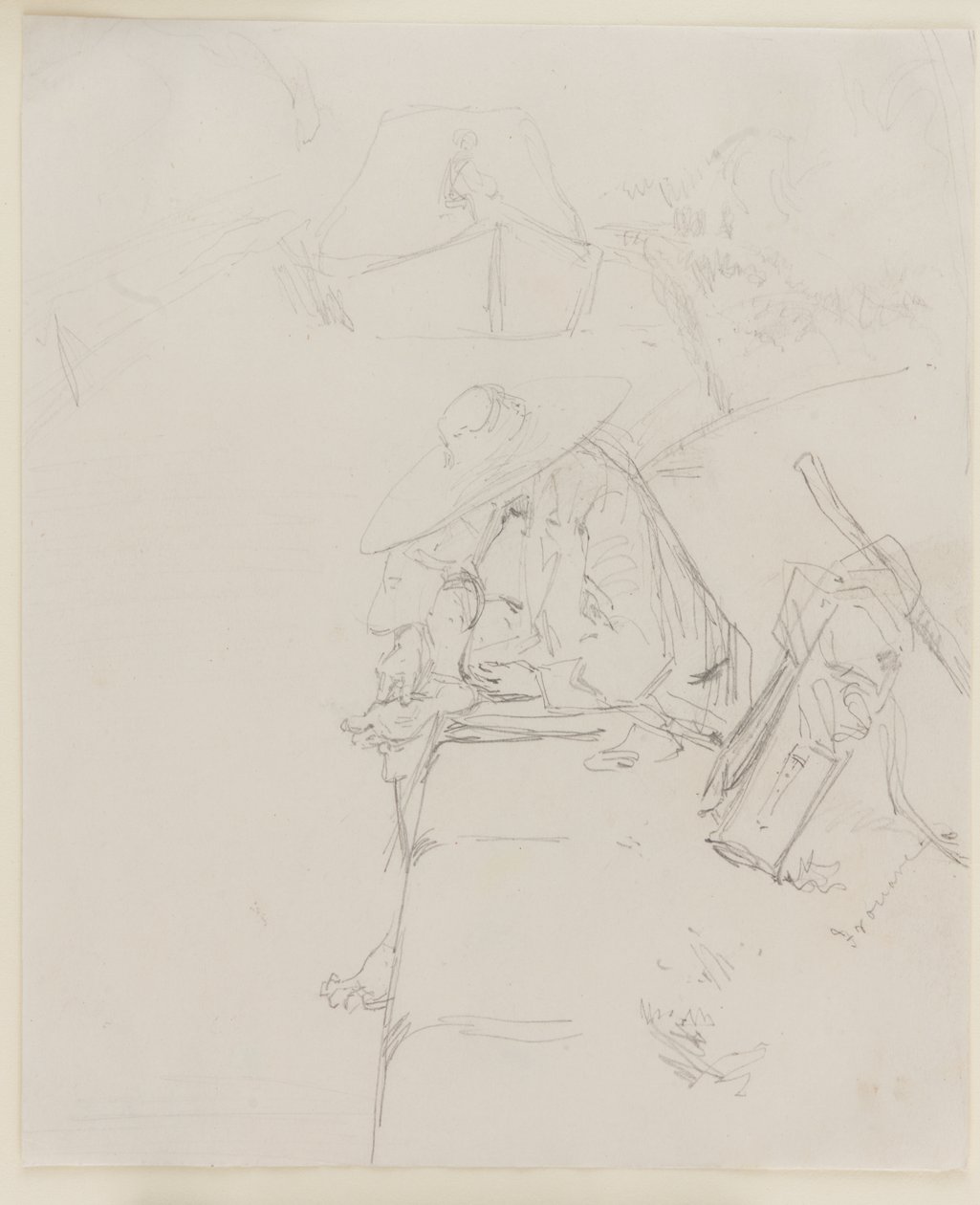 Un uomo seduto sul bordo di un muro da James Abbott McNeill Whistler