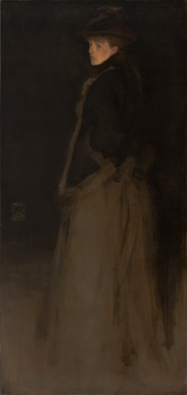 Composizione in nero e marrone, la giacca di pelliccia da James Abbott McNeill Whistler