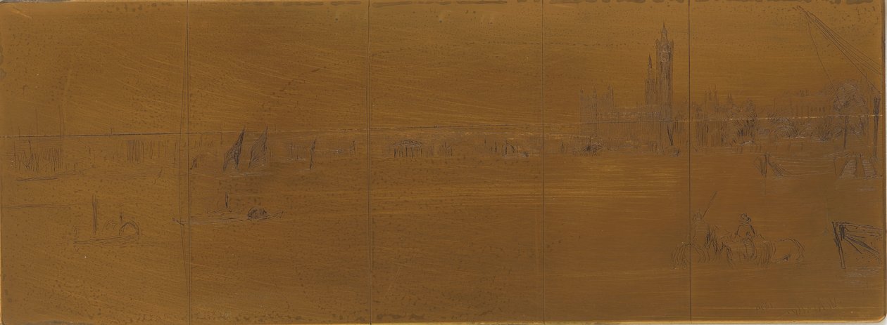Lastra per incisione: Vecchio Ponte di Westminster, 1859 da James Abbott McNeill Whistler