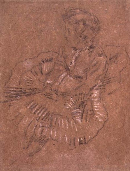 Una Ragazza Seduta con una Gonna Grande (Uno Studio di Elinor Leyland) c.1870-80 da James Abbott McNeill Whistler
