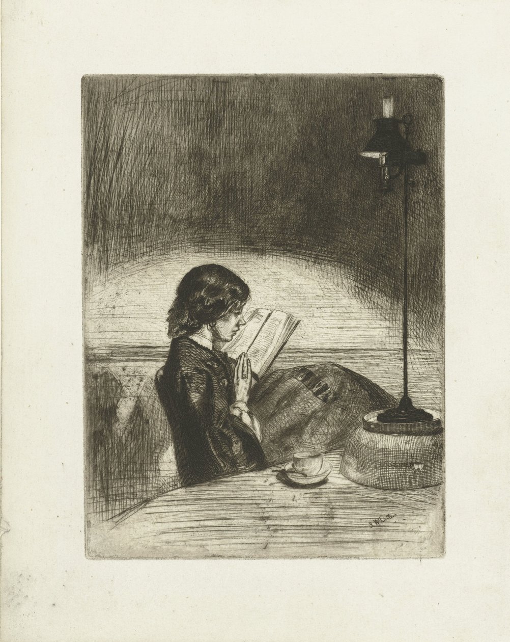 Ritratto di Deborah Delano che legge da James Abbott McNeill Whistler