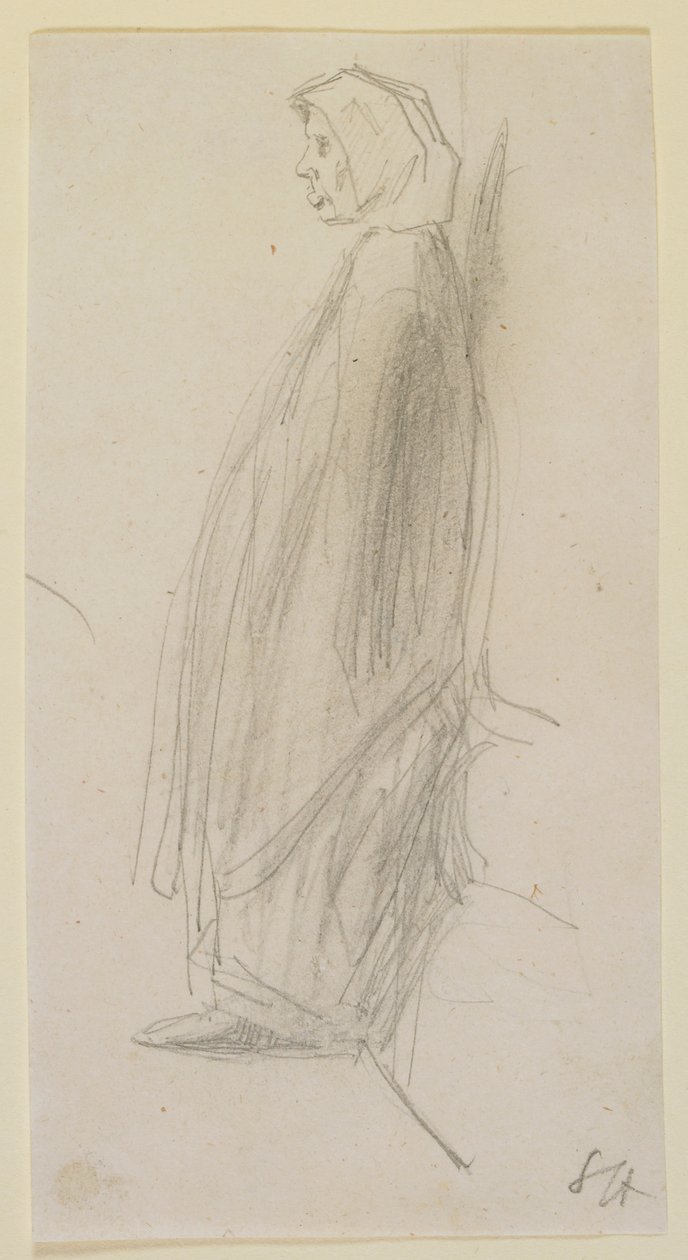 Schizzo di profilo di una vecchia in piedi, 1858 da James Abbott McNeill Whistler
