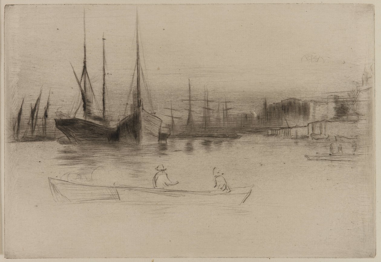 Battelli a vapore presso la Torre, 1875 da James Abbott McNeill Whistler