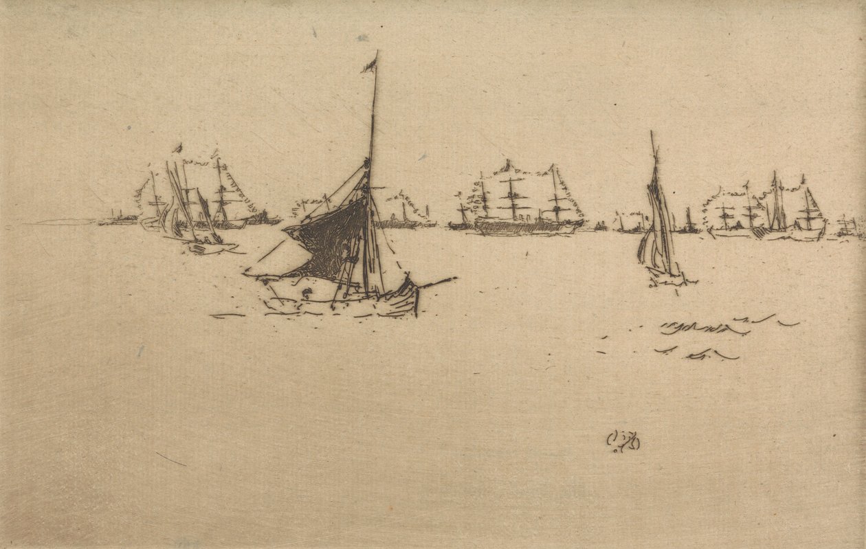 La Flotta: Sera, da una serie di dodici incisioni intitolate La Rivista Navale da James Abbott McNeill Whistler