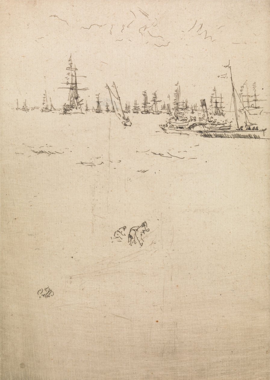 Barca dei Visitatori, da una serie di dodici incisioni intitolate La Rivista Navale da James Abbott McNeill Whistler
