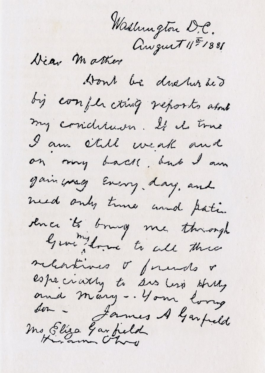 Lettera di James Abram Garfield a sua madre, da 