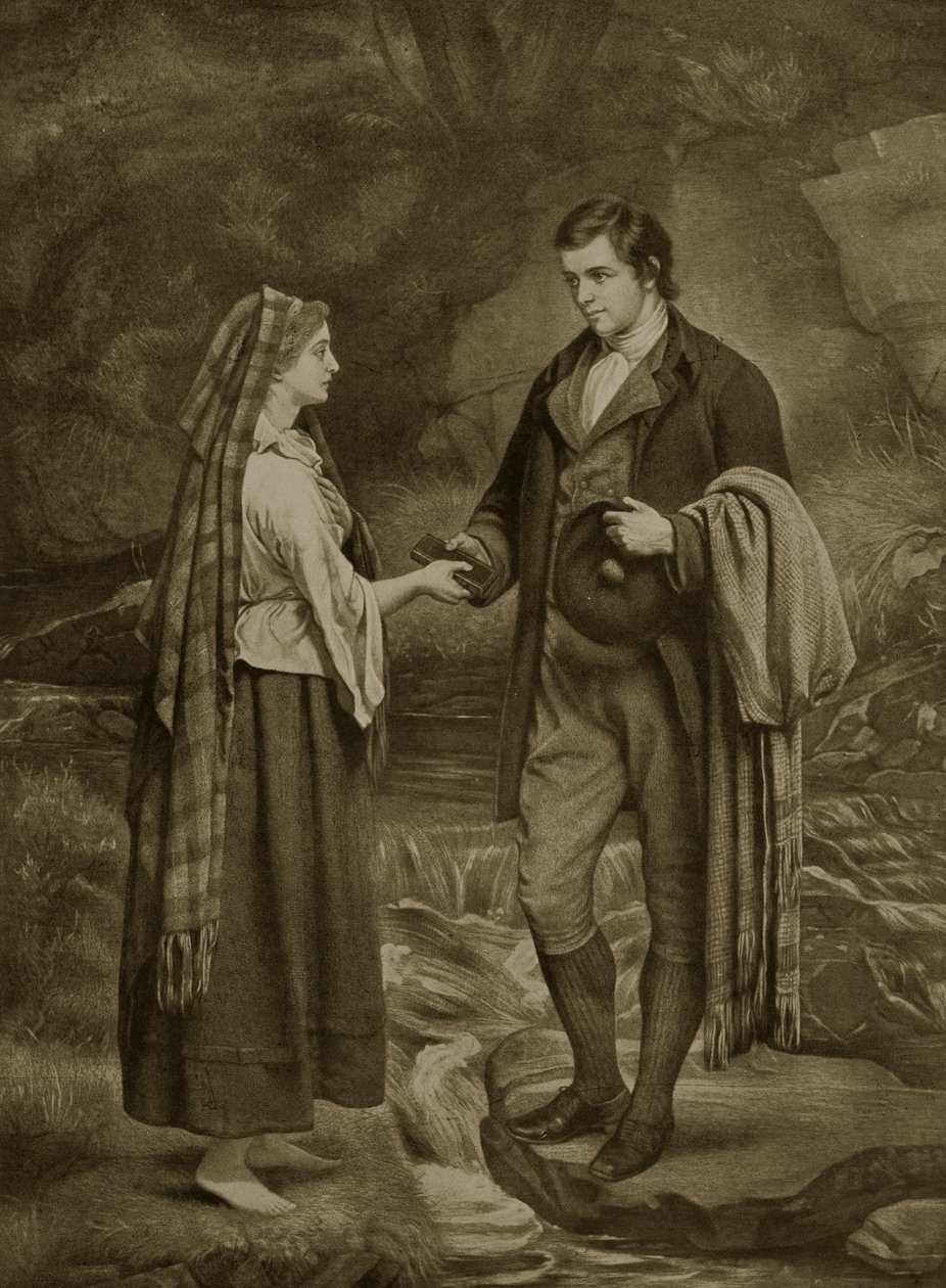 Fidanzamento di Robert Burns e Highland Mary, 1785, illustrazione da 