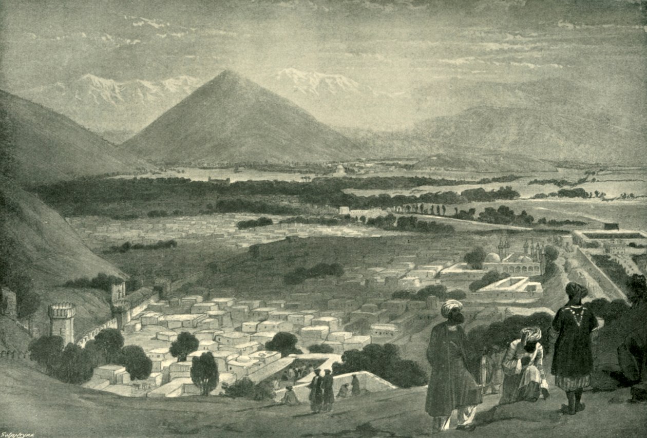 La Bala Hissar e la città di Kabul dalla parte superiore della cittadella, c1842, 1901 da James Atkinson