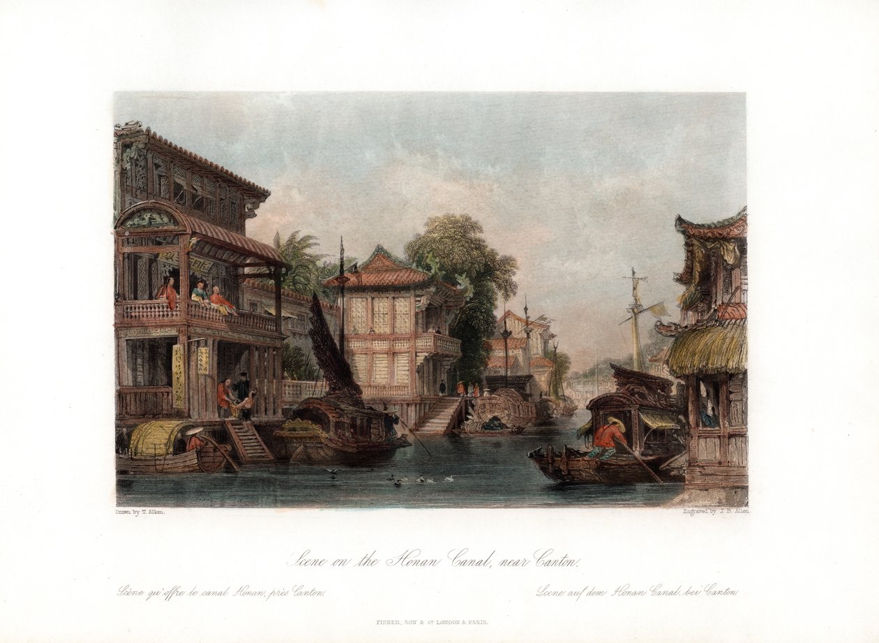 Scena sul canale Honan, vicino a Canton, Cina, c1840 da James B. Allen
