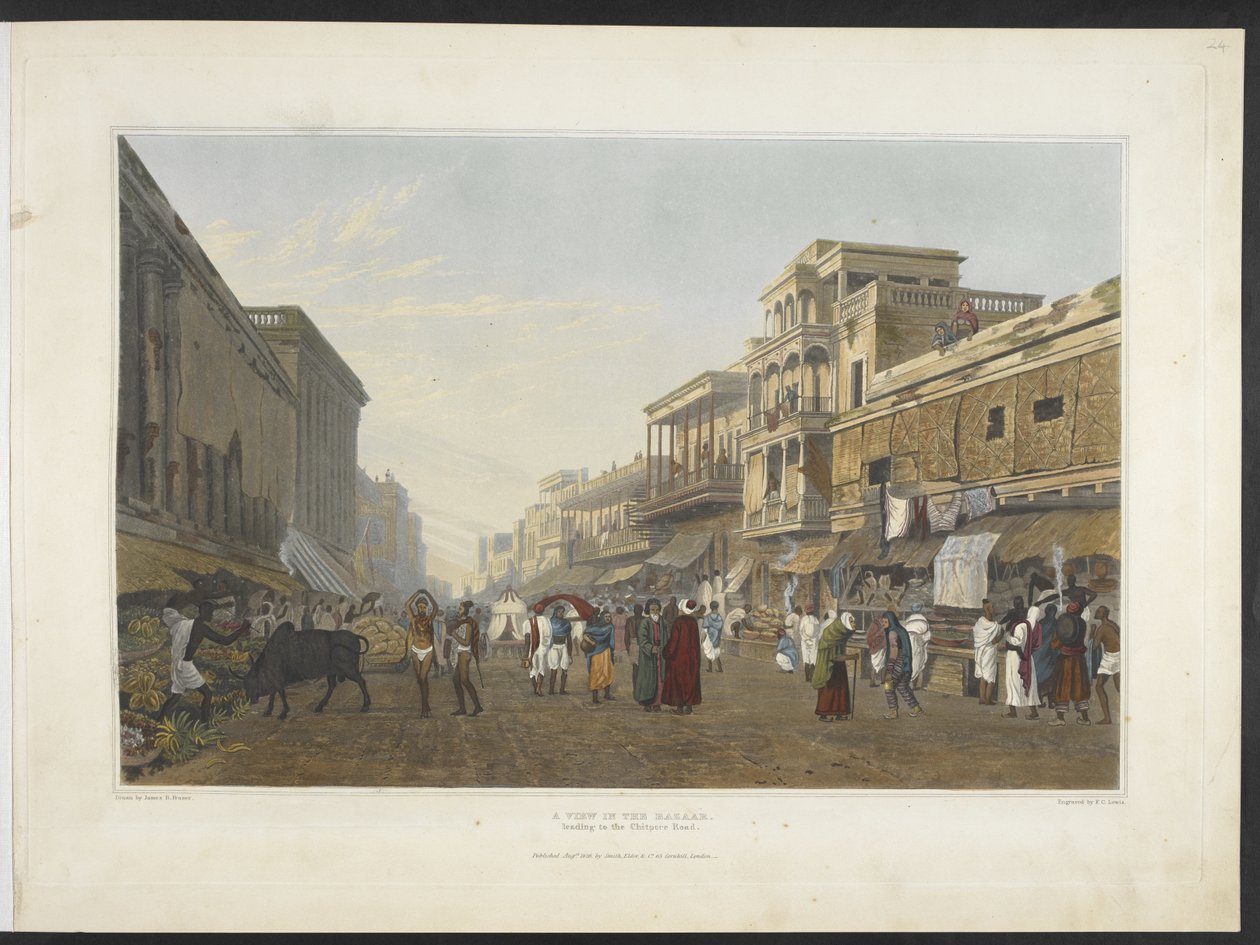Una vista nel bazar, che conduce alla strada di Chitpore, da 