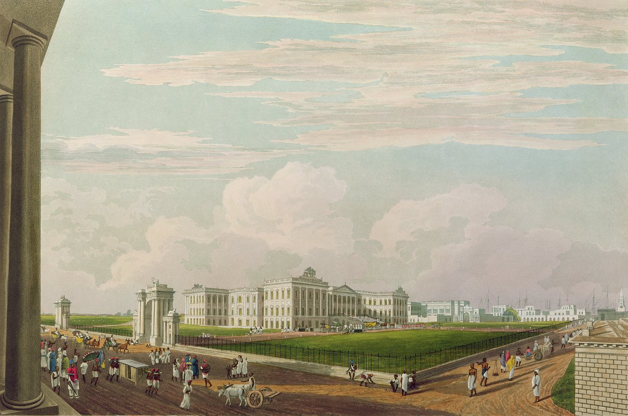 Veduta della Government House, Calcutta, 1826, inciso da Robert Havell il Giovane da James Baillie Fraser
