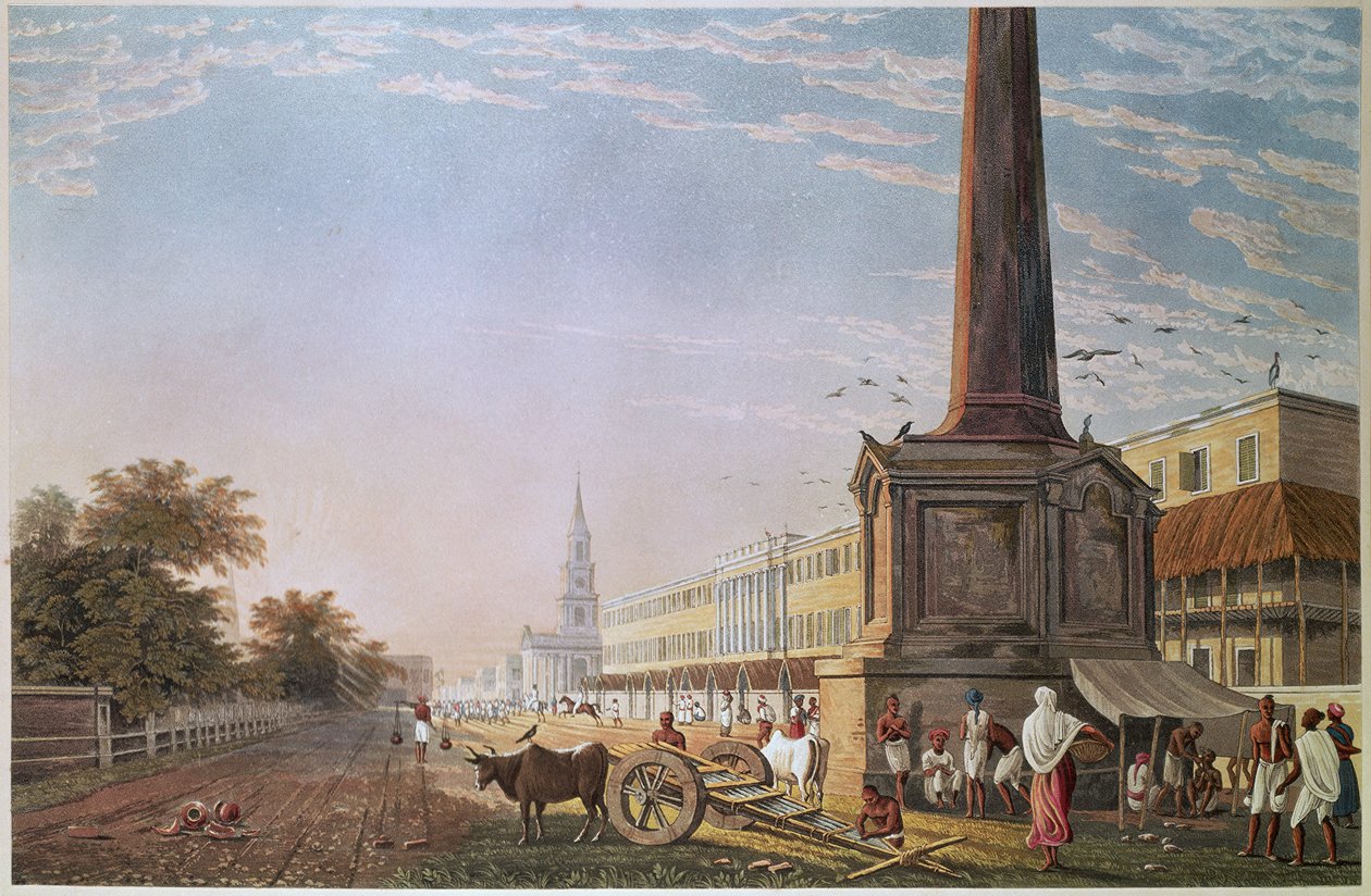Writers Buildings, Calcutta, inciso da Robert Havell, pub. 1824 da James Baillie after Fraser
