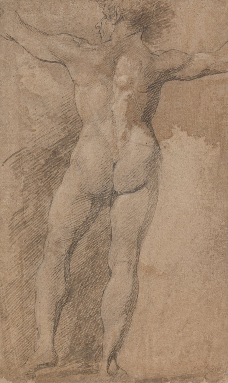 Uomo con le braccia aperte visto da dietro da James Barry
