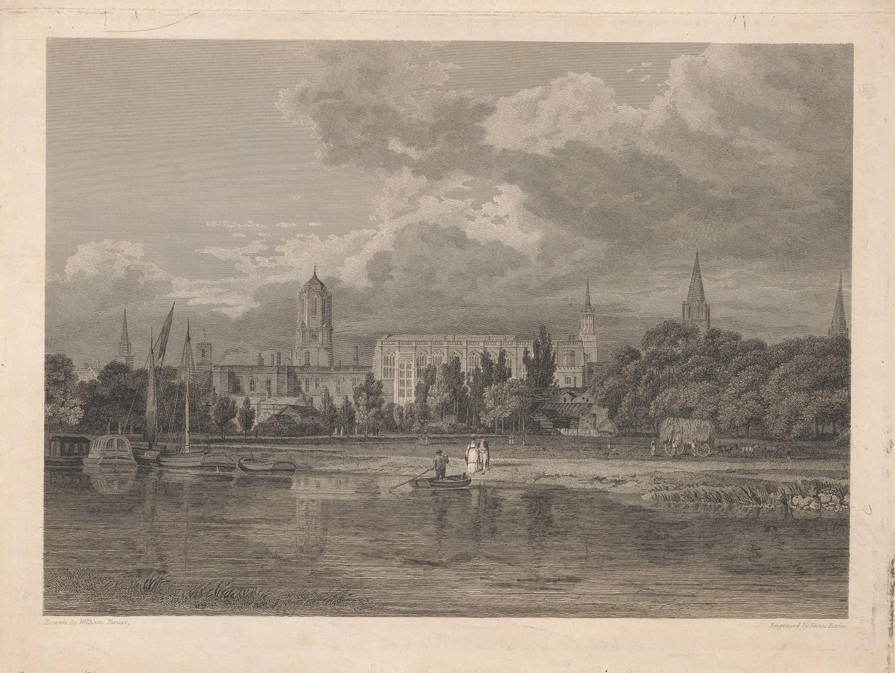 Vista sud di Christ Church, ecc. dai prati da James Basire