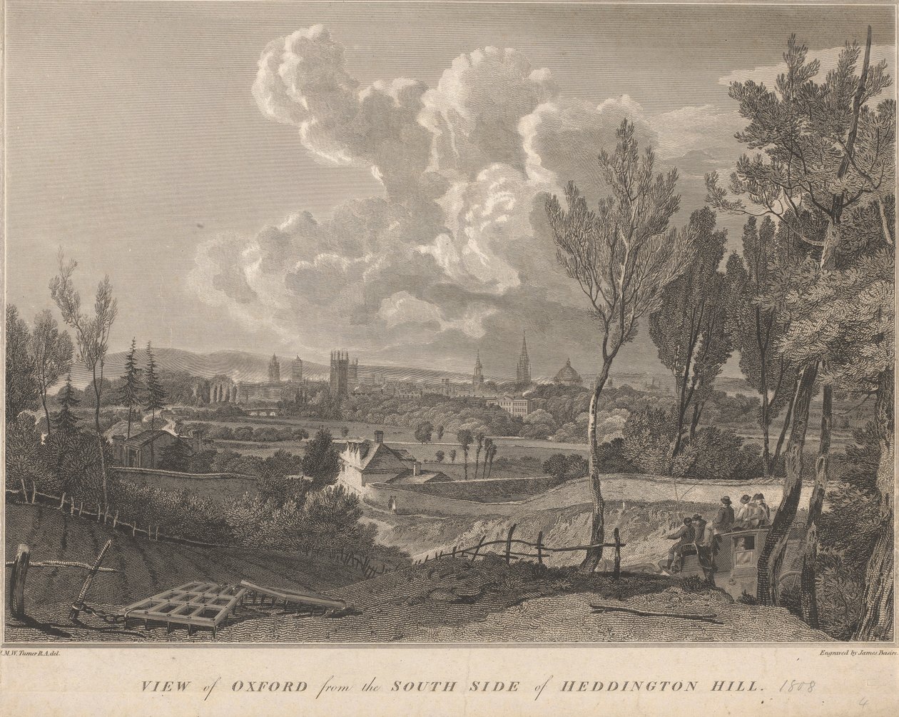 Veduta di Oxford dal lato sud di Heddington Hill da James Basire
