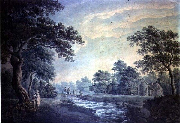 Paesaggio con ruscello e ponte da James Bayes