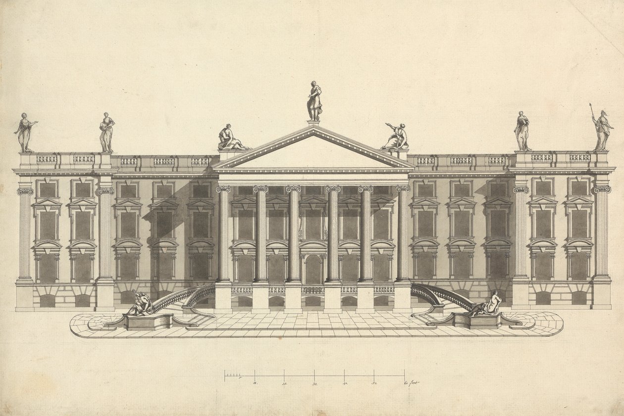 Disegno finito di una villa palladiana non identificata da James Bruce
