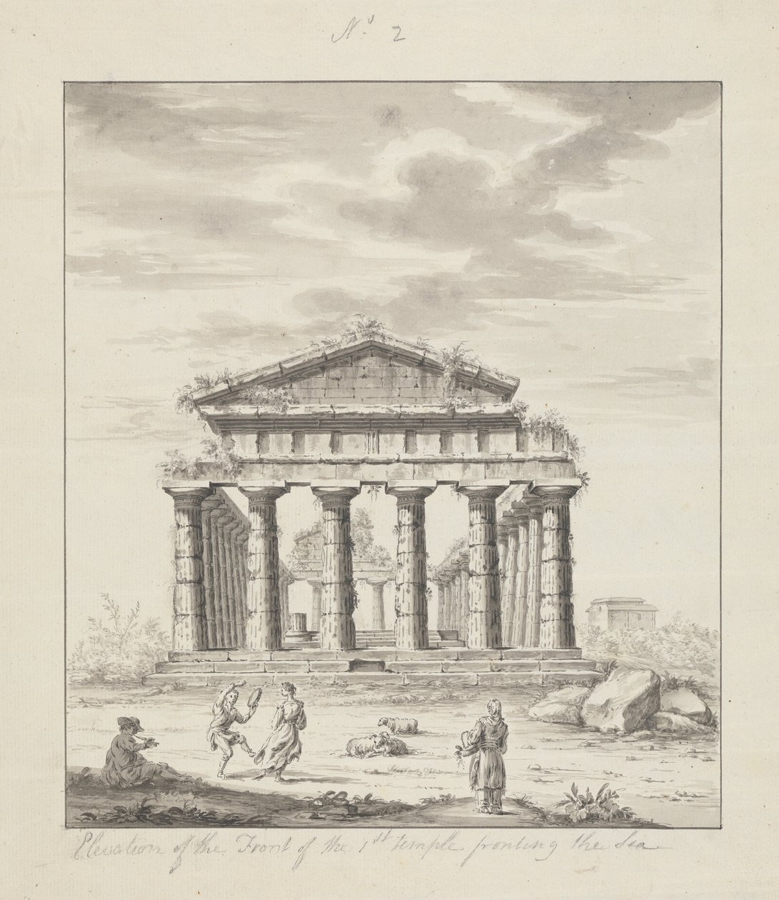 N. 2 Elevazione della facciata del primo tempio di fronte al mare da James Bruce