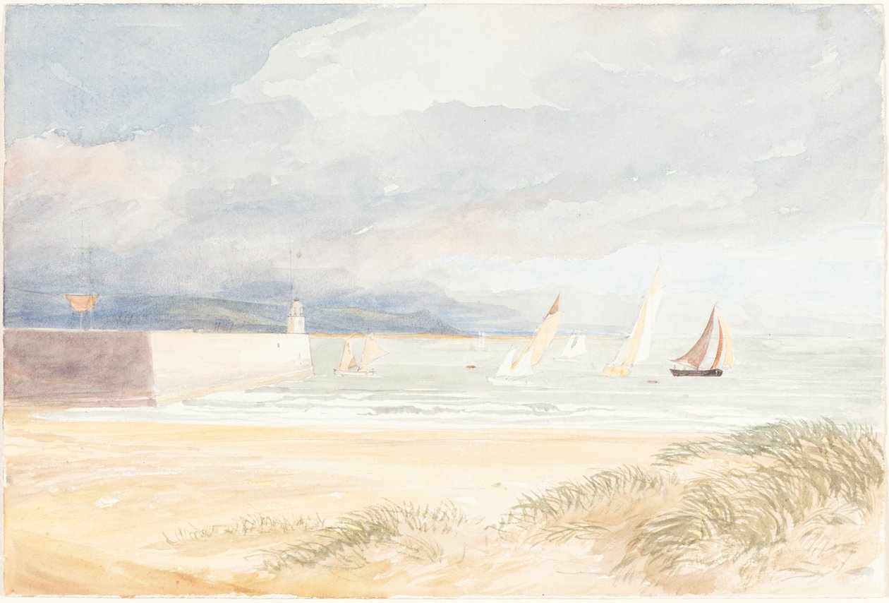 Scena costiera con barche a vela Portland, Dorset, 1822-1839 da James Bulwer