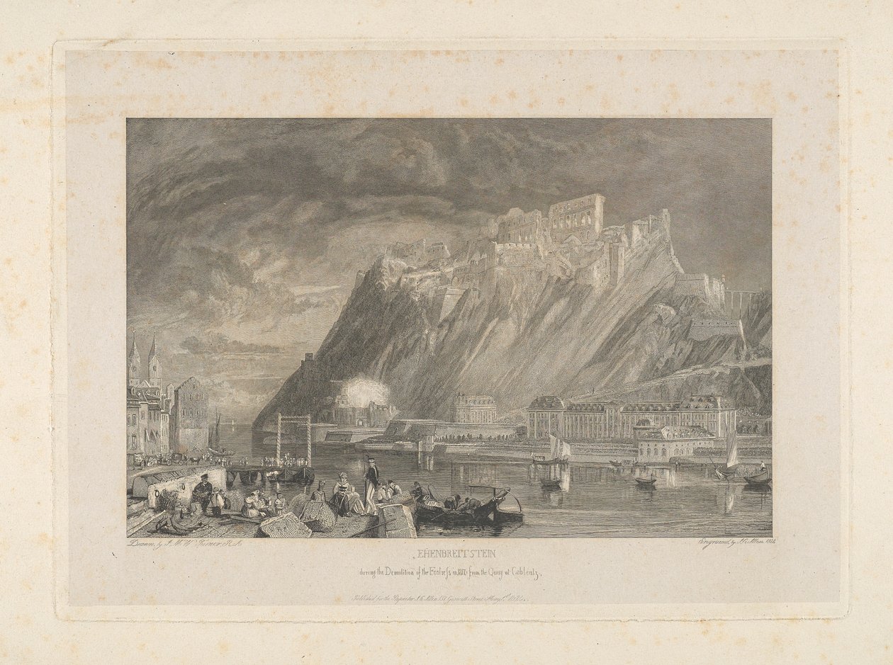 Ehenbreitstein, durante la demolizione della fortezza nel 1817 dal molo di Coblenza da James C. Allen