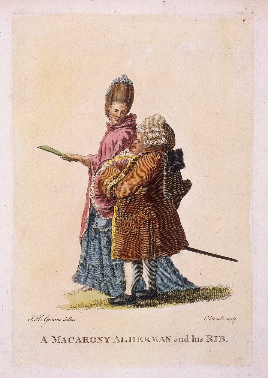 Un maccherone assessore e sua moglie, c. 1770 da James Caldwall