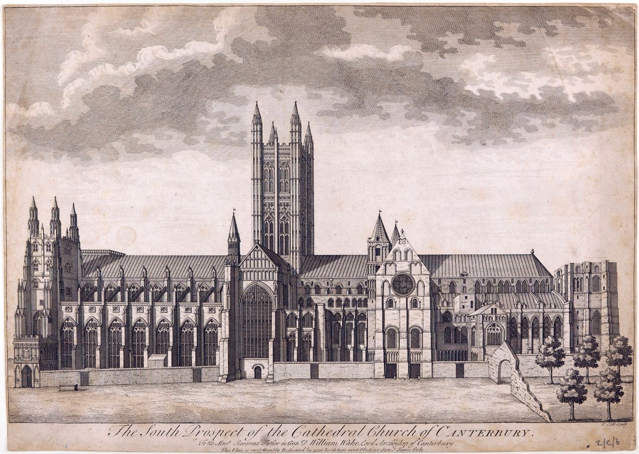 Cattedrale di Canterbury, c.1716-37 da James Cole