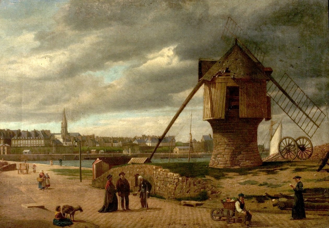 Paesaggio con Mulino a Vento, St Malo, Francia, 1877 da James Collinson