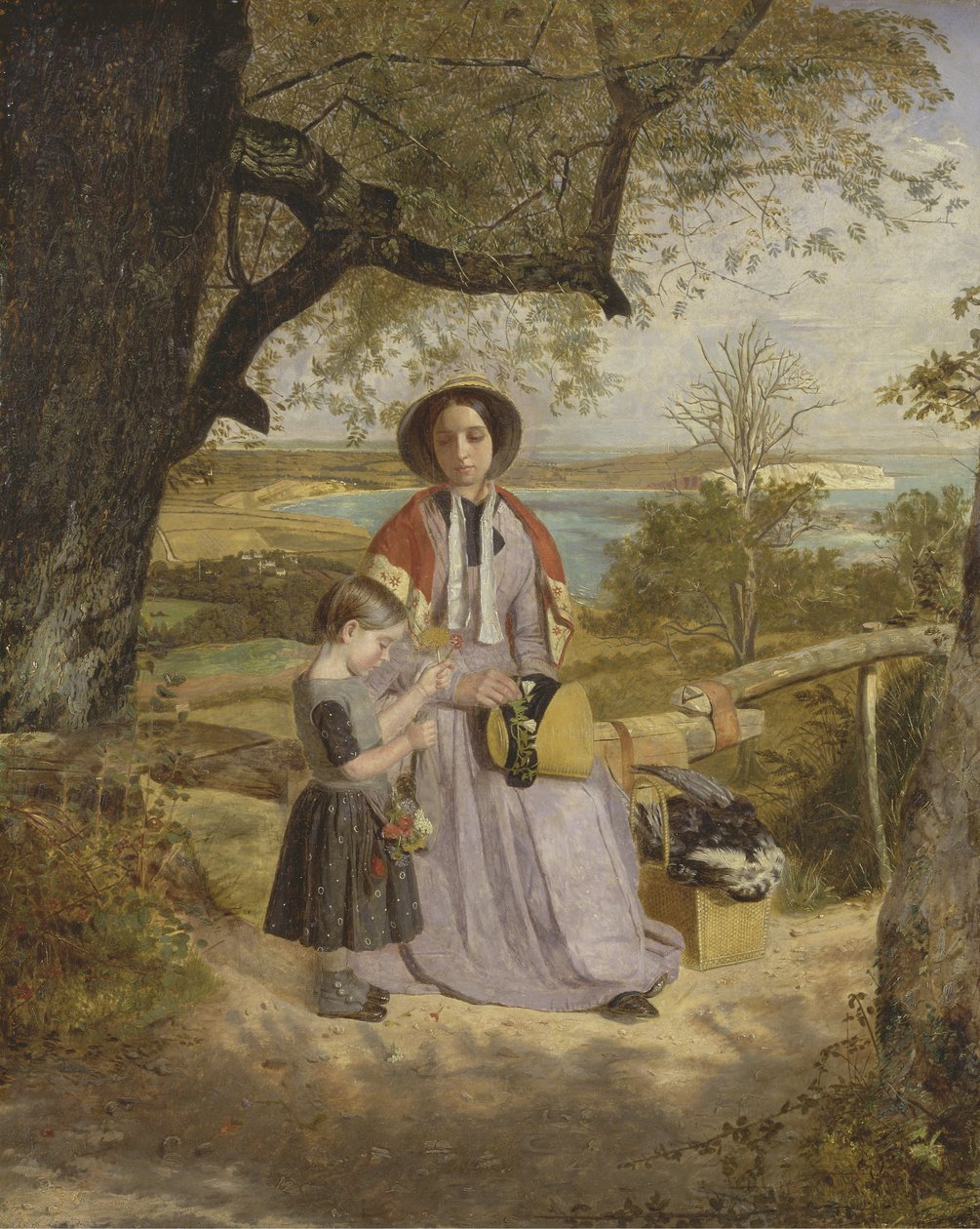 Madre e Bambino vicino a uno Stile, con Culver Cliff, Isola di Wight, in lontananza da James Collinson