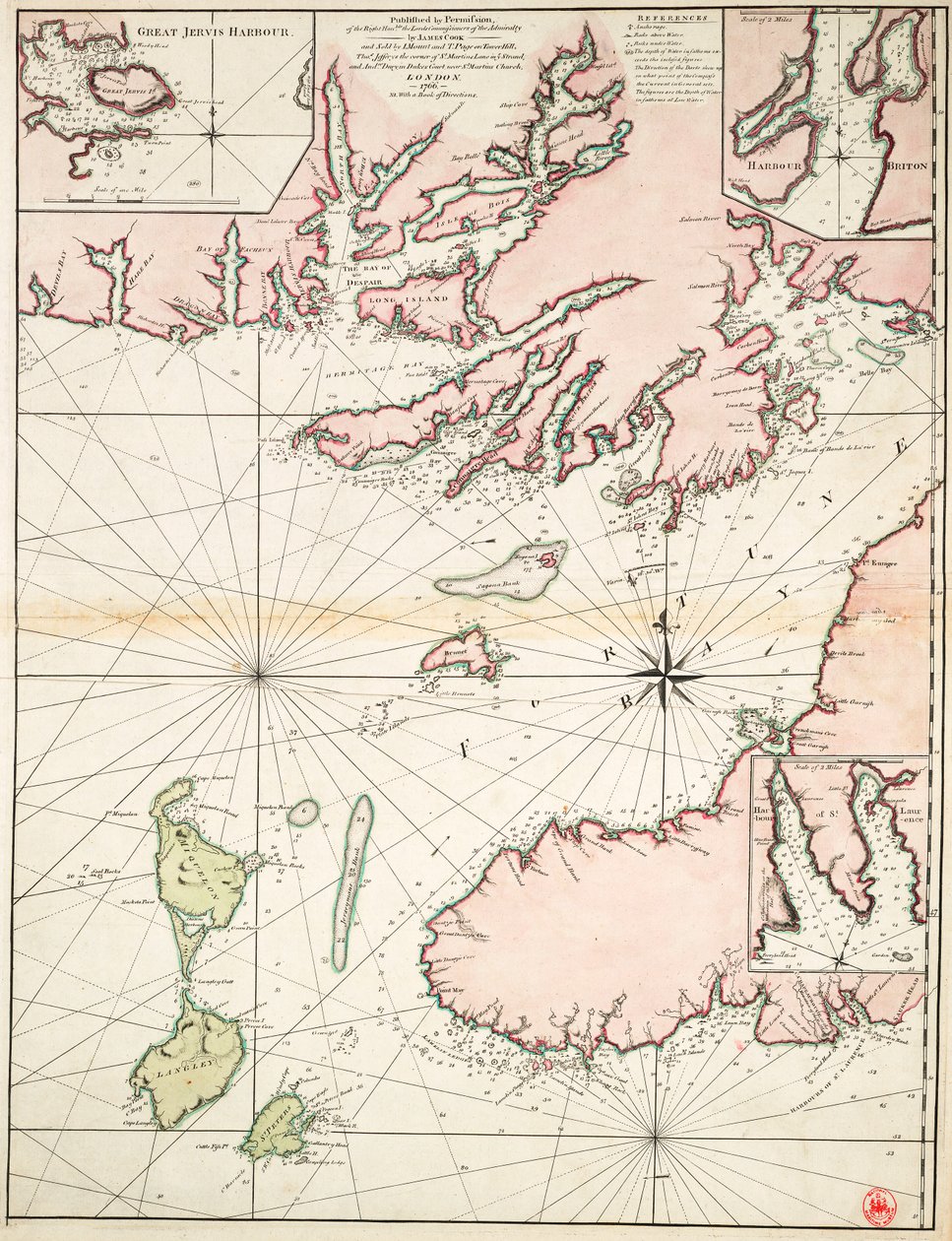 Parte della costa meridionale di Terranova inclusa Fortune Bay da James Cook