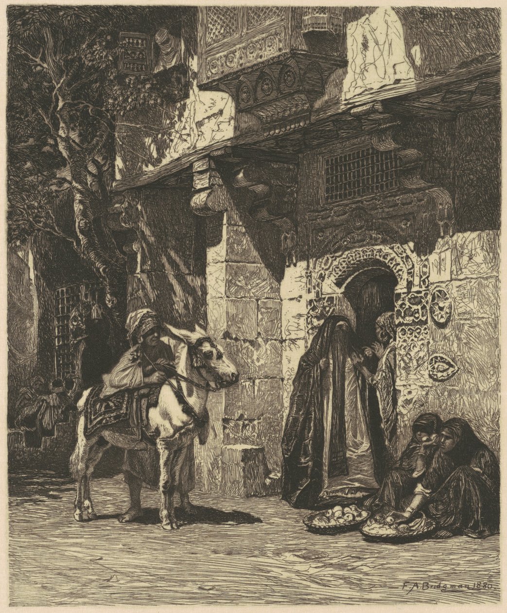 Una signora del Cairo in visita da James David Smillie, after Frederic Arthur Bridgman