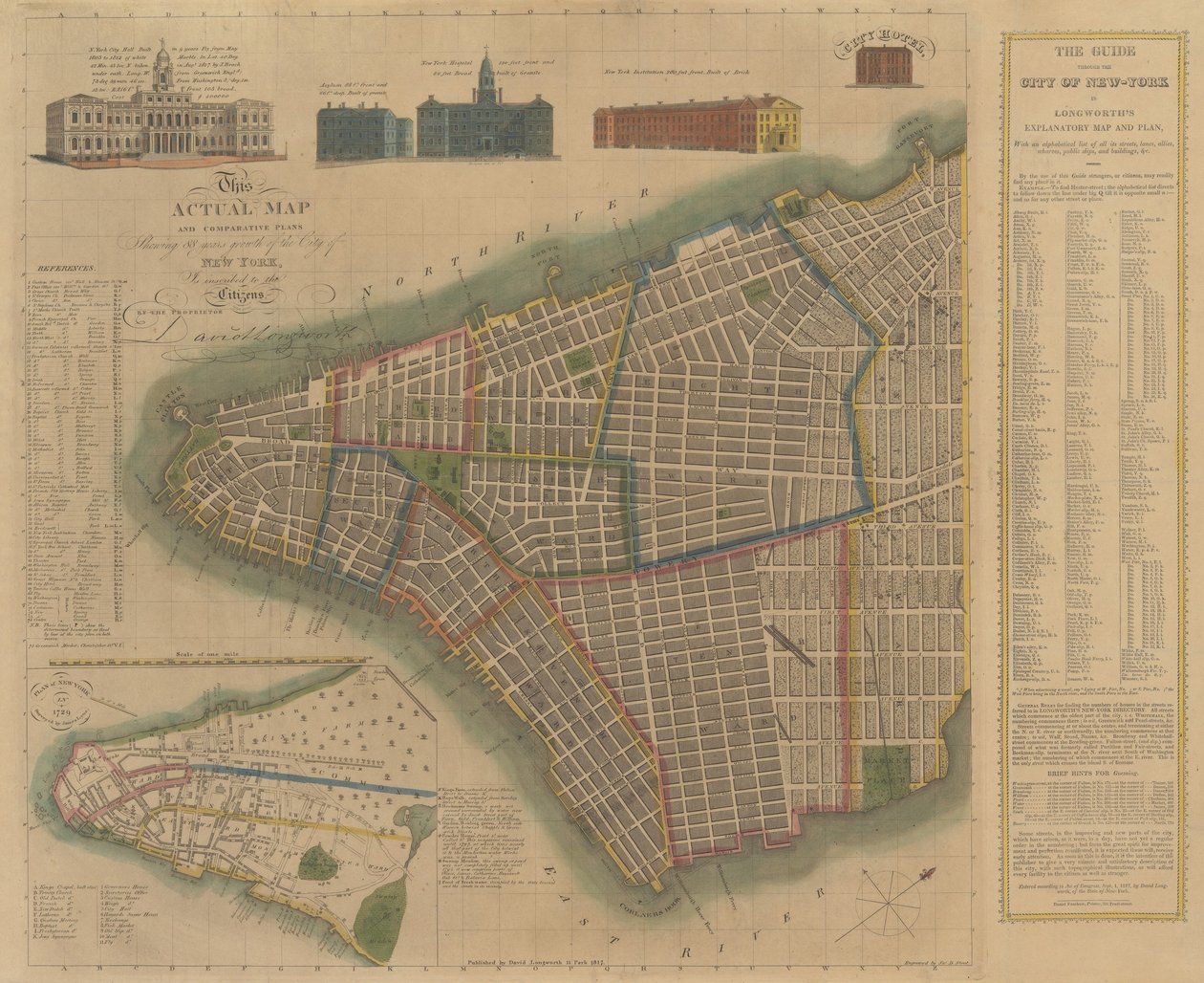 La città di New York: Mappa e piano esplicativo di Longworth da James DeForest Stout