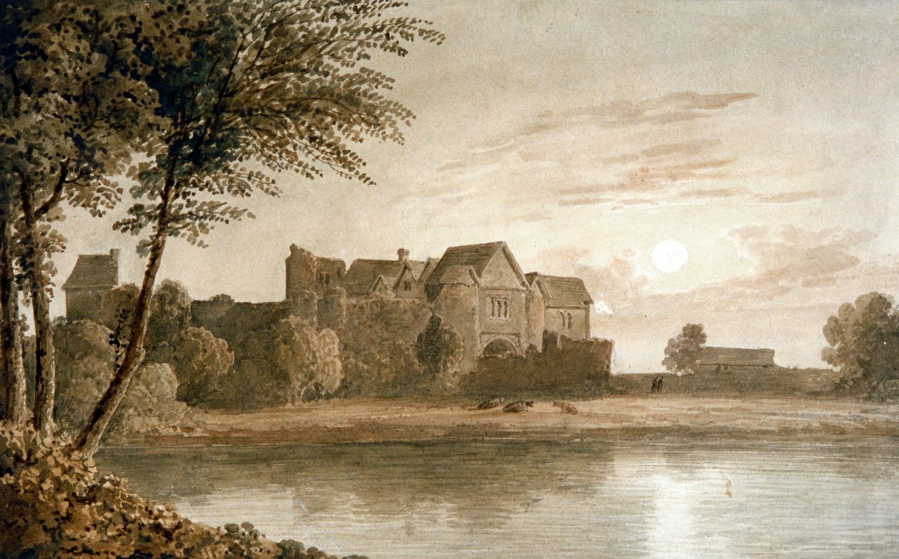 Castello di Allington, vicino a Maidstone, al chiaro di luna, XIX secolo da James Duffield Harding